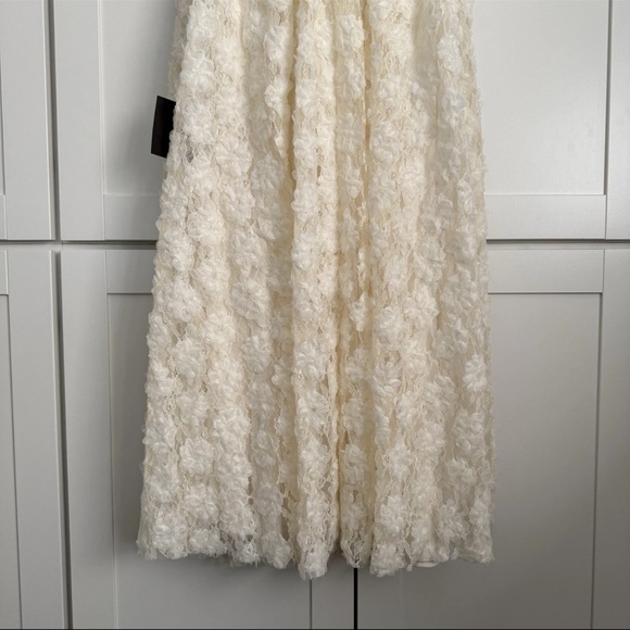 Lulu's Ivory 3D Floral Lace Strapless Midi Dress Formal Prom Wedding Party Gown - Picture 12 of 16